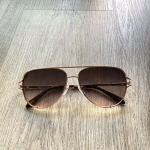 quay australia high key twist gold brown metal aviator sunglasses eyewear NEW